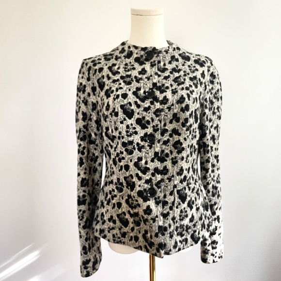 Lafayette 148 Wool Blend Textured Jacket Sz 6 Blazer Abstract Evening Holiday - Picture 4 of 13